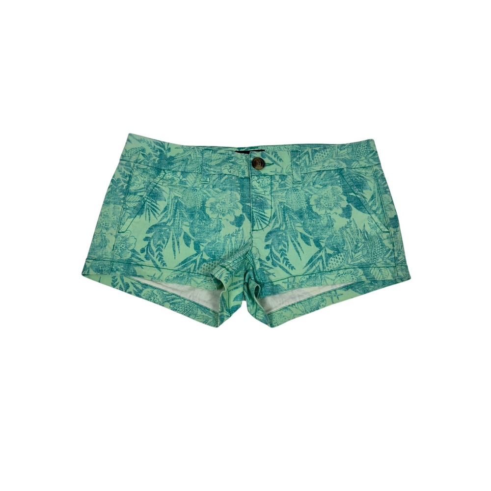 American‎ Eagle Shortie Stretch Shorts Tropical Floral Mint Green Size 2